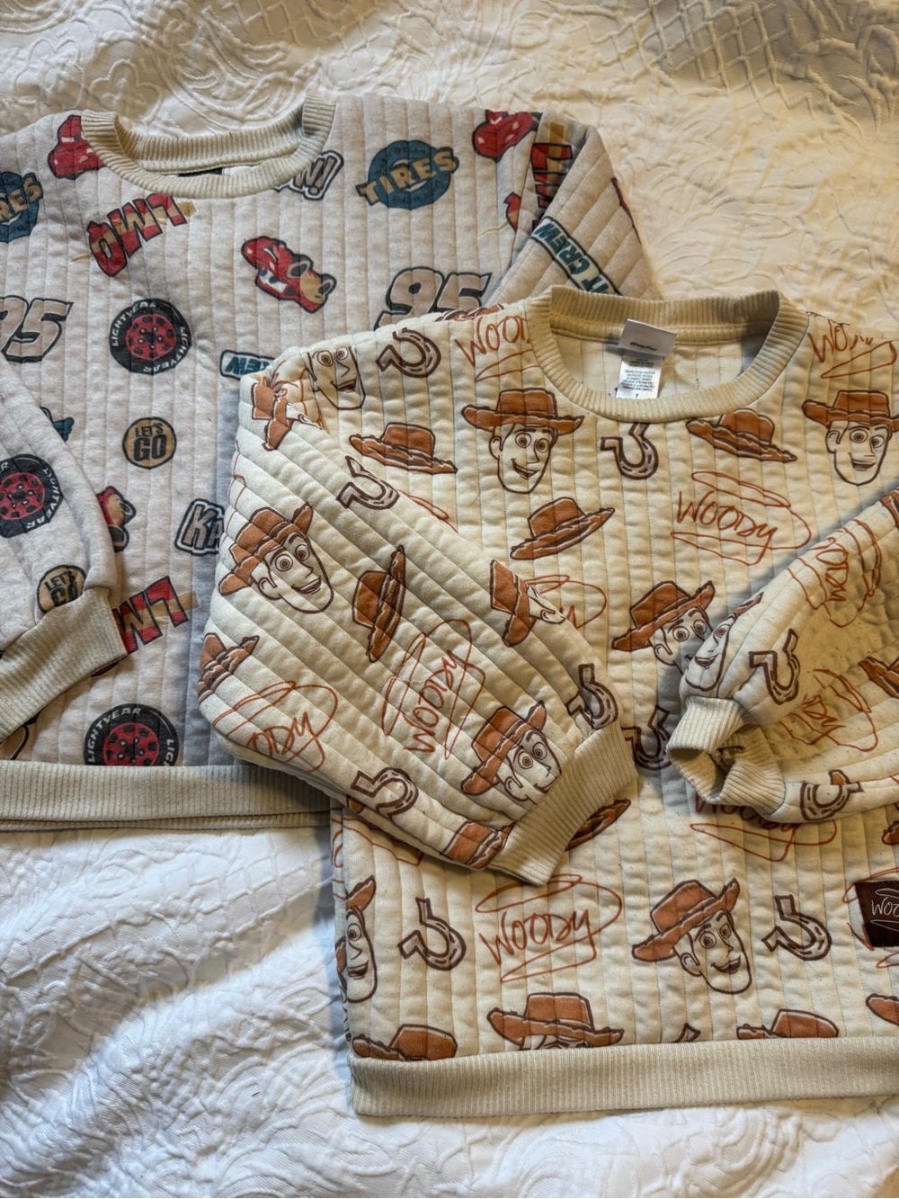 Disney Pixar Quilted Sweatshirt Bundle Cars L McQueen & Toy Story Woody size 7